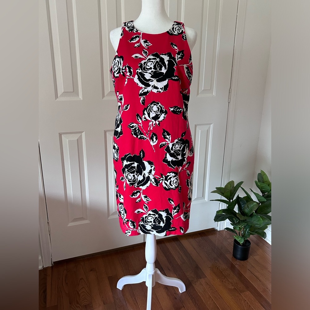 GRACE ELEMENTS | Red, Black, White, Rose Floral Sleeveless Sheath Dress | Size 6